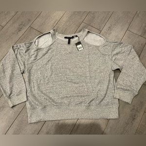 BCBG 'EZNEI' Heather Gray Cold-Shoulder Sweatshirt. LARGE